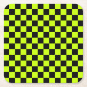 Acid green black checkerboard pattern rechteckiger pappuntersetzer (Vorderseite)