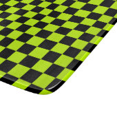 Acid green black checkerboard pattern schneidebrett (Ecke)
