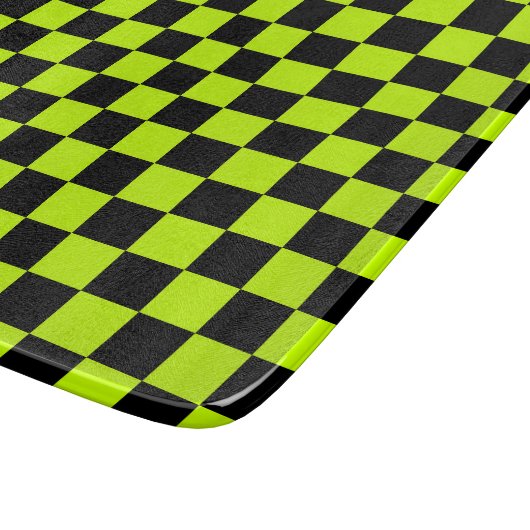 Acid green black checkerboard pattern schneidebrett (Ecke)
