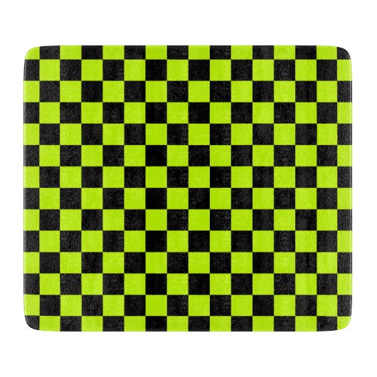 Acid green black checkerboard pattern schneidebrett (Vorderseite)