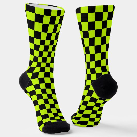 Acid green black checkerboard pattern socken (Gewinkelt)