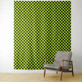 Acid green black checkerboard pattern wandteppich (Beispiel)