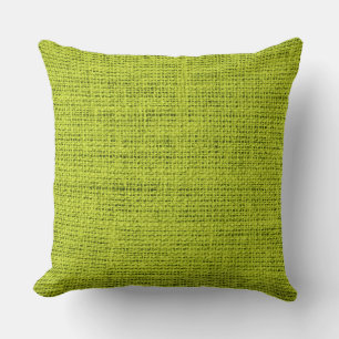 Acid Green Burlap Leinen Hintergrund Kissen
