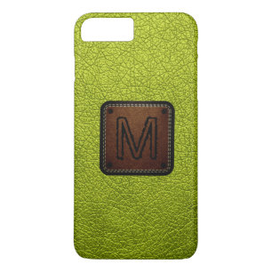 Acid Green Leather Look Monogram iPhone 8 Plus/7 Plus Hülle