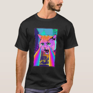 Acid Pixie Laser Cat im City Psychedelic Tripp T-Shirt