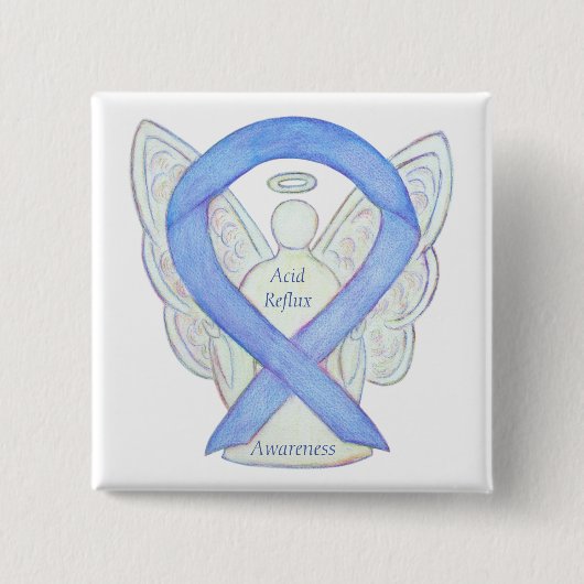 Acid Reflux Awareness Periwinkle Ribbon Angel Butt Button (Vorderseite)