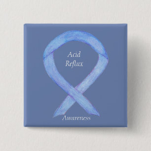 Acid Reflux Awareness Periwinkle Ribbon Custom But Button