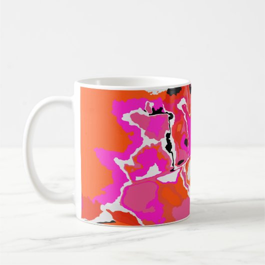 Acid Vivid Digital Psychedelic Hell Hintergrund. Kaffeetasse (Links)