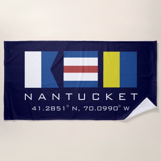 ACK Nantucket Island Nautic Beach Handtuch (Vorderseite)