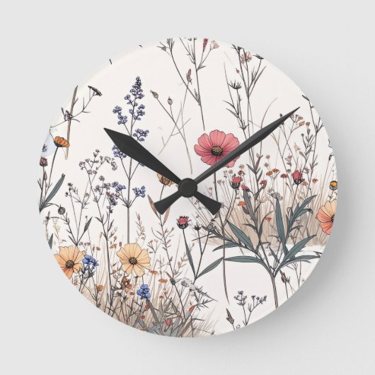 Ackerblumen Runde Wanduhr (Vorderseite)