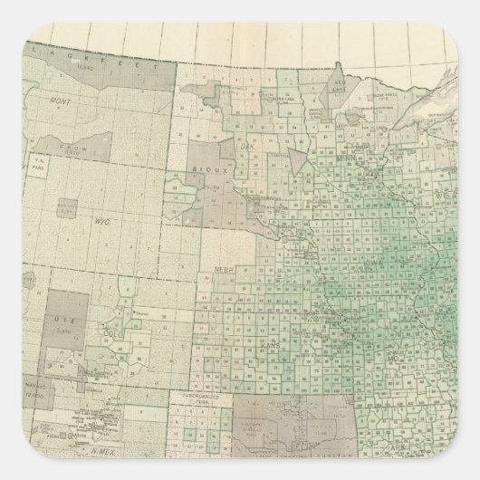 Ackerland durch Landkreise Quadratischer Aufkleber (Vorderseite)