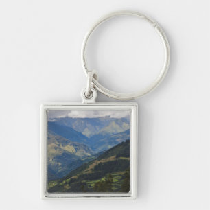Ackerland und Dorf im Himalaya Schlüsselanhänger