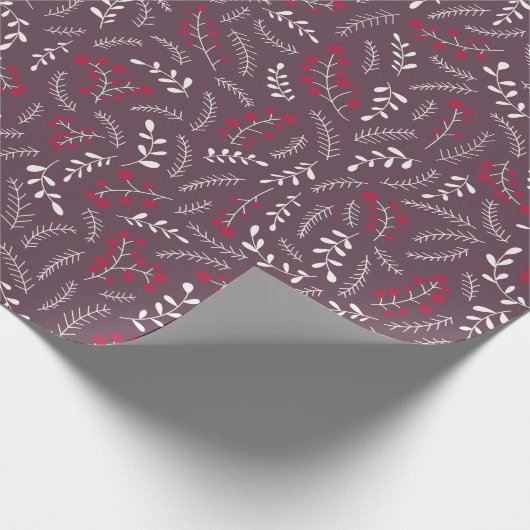 Ackerpflanze lila rustikale Laubbaumstruktur Geschenkpapier (Ecke)