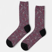 Ackerpflanze lila rustikale Laubbaumstruktur Socken (Linkes Detail)
