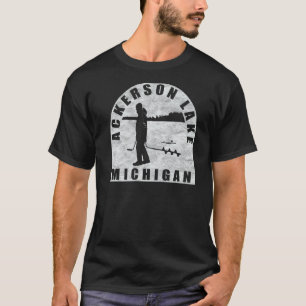 Ackerson Lake Ice Fischen Michigan T-Shirt