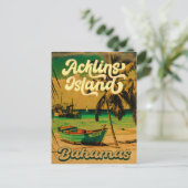 Acklins Island Bahamian Retro Sunset Souvenirs Postkarte (Stehend Vorderseite)