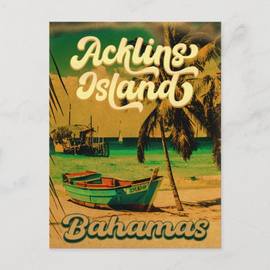 Acklins Island Bahamian Retro Sunset Souvenirs Postkarte (Vorderseite)