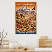 Aconcagua Argentina - Vintage Travel Poster (Küche)
