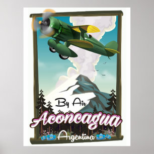 Aconcagua -Argentinien Vintage-Flugposter-Druck. Poster