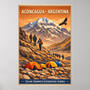 Aconcagua Argentinien - Vintage Reise Poster