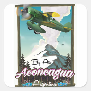 Aconcagua - Argentinien Vintages Flugplakat drucke Quadratischer Aufkleber