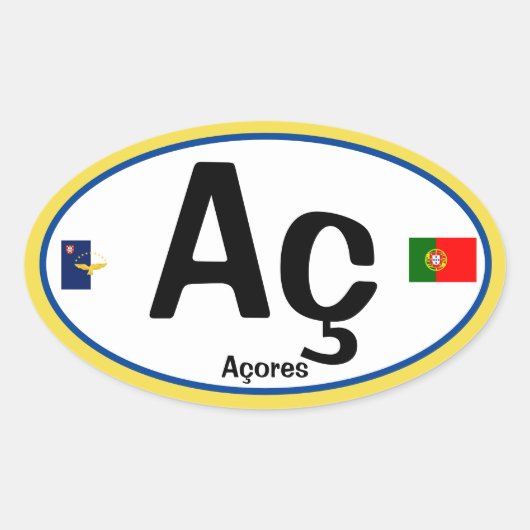 Acores (Azoren) Oval Sticker im Euro-Stil (Vorderseite)