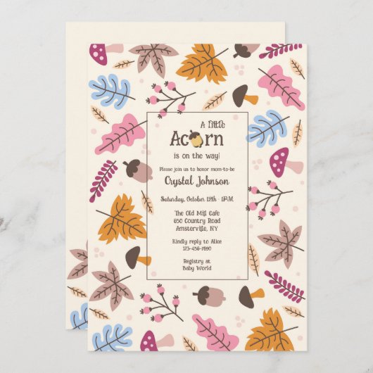 Acorn Baby Shower Einladung (Vorne/Hinten)