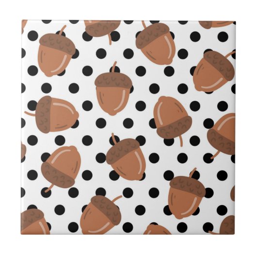 Acorn Black Dots Herbst Y2K Muster Fliese (Vorderseite)