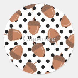 Acorn Black Dots Herbst Y2K Muster Runder Aufkleber