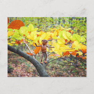 Acorn-Elf auf Buche-Herbst Postkarte