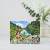 Acorn elf auf der Reise - Sommerpost Postkarte (Stehend Vorderseite)