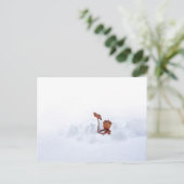 Acorn-Elf auf Schnee - Winterpostkarte Postkarte (Stehend Vorderseite)