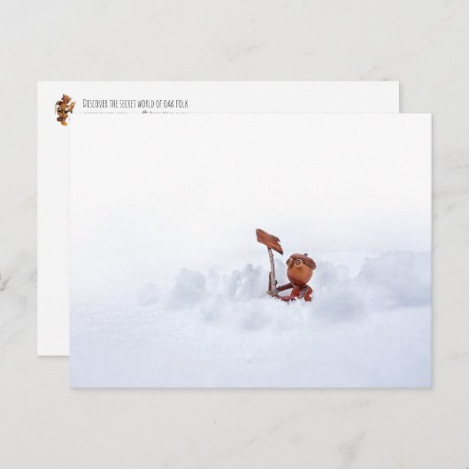 Acorn-Elf auf Schnee - Winterpostkarte Postkarte (Vorne/Hinten)