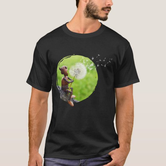Acorn Elf bläst in den Löwenzahn T-Shirt (Vorderseite)