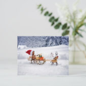 Acorn Elf bringt Geschenke wie den Weihnachtsmann Postkarte (Stehend Vorderseite)