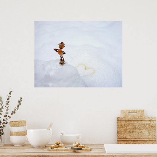 Acorn Elf, ein gelbes Herz im Winter Poster (Küche)