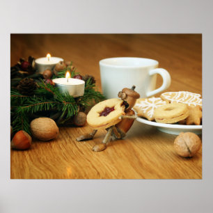 Acorn elf Essen Cookie - Weihnachtsposter Poster