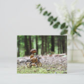 Acorn elf fahren mit dem Rad zum Büro Postkarte (Stehend Vorderseite)