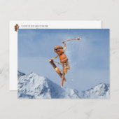 Acorn Elf fliegt auf der Skis Winterpostkarte Postkarte (Vorne/Hinten)