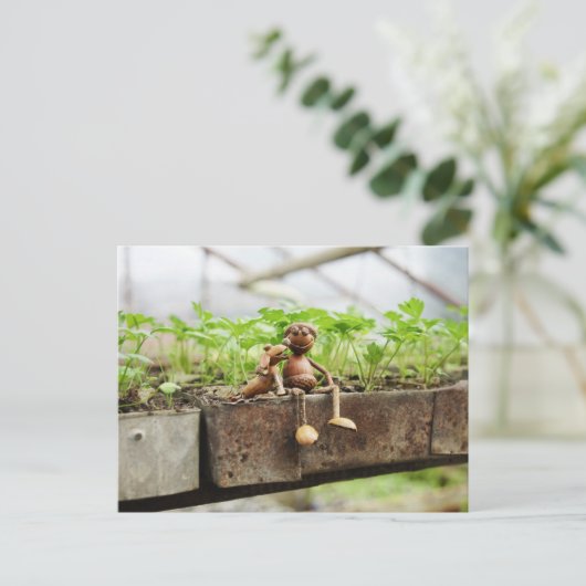 Acorn Elf Frühlingsgärtner Postkarte (Stehend Vorderseite)