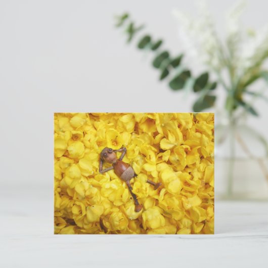 Acorn elf in der Blume Blätter Postkarte (Stehend Vorderseite)