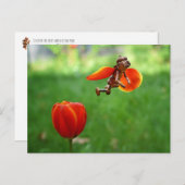 Acorn elf Mädchen als Tulpenmärchen Frühlingskarte Postkarte (Vorne/Hinten)