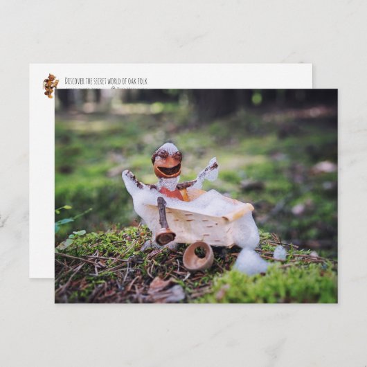 Acorn Elf mit einem Bad im Wald Postkarte (Vorne/Hinten)