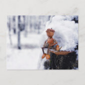 Acorn Elf mit Kaffee - Winterpostkarte Postkarte (Vorderseite)