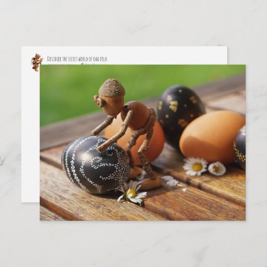 Acorn Elf mit Ostereiern Ostern Postkarte (Vorne/Hinten)