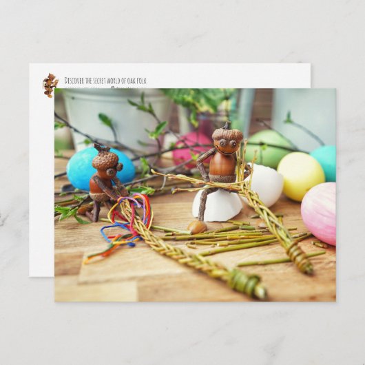 Acorn elf mit Osterstift Ostern Postkarte (Vorne/Hinten)