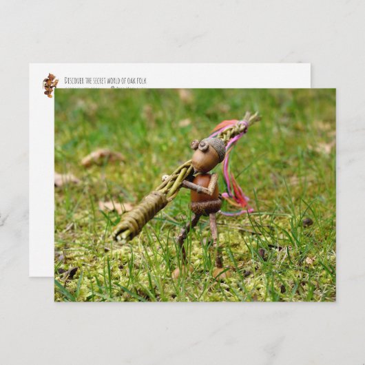 Acorn elf mit Osterstift Ostern Postkarte (Vorne/Hinten)
