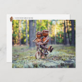 Acorn elf mit seinem Mädchen auf dem Fahrrad Postkarte (Vorne/Hinten)