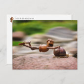 Acorn elf reiten auf der Schnecke Postkarte (Vorne/Hinten)