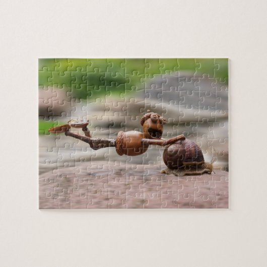 Acorn-Elf-Reiter auf dem Puzzle der Schnecke (Horizontal)